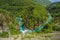 River bend, Montenegro natural landscape, mountain river Tara