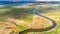 River Bends at Ponidzie in Swietokrzyskie , Poland. Aerial Drone View