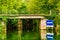 River with bridge. Coulon town in France