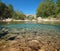 River bridge and school of fish underwater Spain