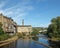 River calder in sowerby bridge with buildings reflected in the water