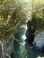 River canyon and blue water. Martvili canyon, Georgia