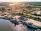 River cargo port. Aerial view.