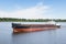 River cargo ship goes along the Volga River