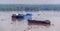 River cargo ships moored at Saigon River in Ho Chi Minh City, Vi