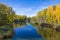 River Carrion in autumn in Palencia city