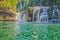 River cascading over rock into a emerald green pool