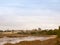 River channel horizon sky scene with essex university towers in