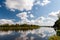 River with clouds reflection