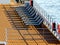 River cruise boat upper sundeck detail in bright summer light