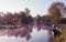 River at dawn in the marshes in Bourges city