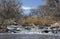 River diversion dam with a log jam