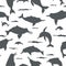 River dolphins seamless pattern. Marine mammals collection. Cartoon flat style design