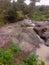 The river dries up and the rock structure is visible