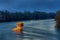 River Drina and house in the middle of the river-blue hour