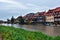 River and exteriors of houses in Bamberg, Germany.