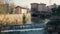 River falls canal lock water flow in Bologna city landmark called Sostegno del Battiferro Navile canal