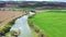 River and farmland aerial view. Navarre, Spain.