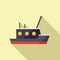 River fish ship icon flat vector. Marine vessel
