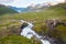 River Fjardara in Seydisfjordur fjord in Iceland