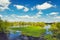 River flood waters background, Narew, Poland