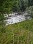 River flooding at a dam after rain in Central Russia.