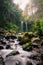 River flow of Grenjengan Kembar waterfall, Magelang, Central Java