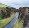 River flowing at the bottom of the canyon in Iceland
