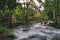 river flowing into waterfall ,night photo ,place for rafting, Panoramic beautiful deep forest waterfall ,Nature Los Micos,