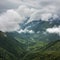 River flows along a deep valley in the Khasi Hills near Shillong, Meghalaya