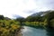 River Futaleufu flowing, well known for white water rafting, Patagonia, Chile.