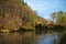 River Gauja flows through an autumn forest, Sigulda, Latvia, Gauja National Park