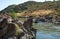 River Guadiana at the Pulo do Lobo waterfall and the remnants of old aqueduck. Alentejo, Portugal