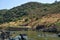 River Guadiana at the Pulo do Lobo waterfall and the remnants of old aqueduck. Alentejo, Portugal