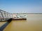 River jetty murray bridge. Passenger vessels and jetty on Hooghly river. Murray Bridge riverfront structures. Kolkata, West Bengal