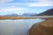 River joining the lake in south patagonia