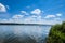 River kayak outdoor day clouds blue sky