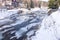 River Labe Elbe with ice in winter in the ski areal Spindleruv Mlyn