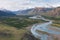 River landscape turns near the chalten, argentina