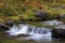 River landscape with waterfall in autumn, flatruet, sweden