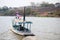 River landscape with wooden boats for towing and sailing on large rivers.  At the Chao Phraya River, Nakhon Sawan, Thailand