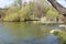 River with large granite stones. Steppe. Nature