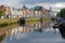 River liffey in dublin ireland, evening light