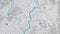 River map vector illustration. Yeongsan river map, Gwangju city, South Korea. Watercourse, water flow, blue on grey background