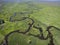 River meanders in a wide mountain valley