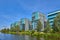 River and modern flats in Rennes, Brittany, France