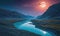 the river with the moon. bizarre landscape conceptual visual art natural fantasy art