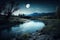 River and Moon Wallpaper, A beautiful and calming addition to any space
