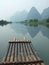 River, Mountain and Bamboo raft