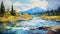 River And Mountain Peaks: A Motion Blur Panorama In Contemporary Canadian Art